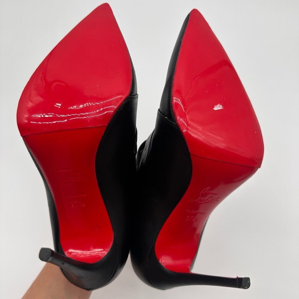 Christian Louboutin Black Leather Triniboot Stiletto Booties High Heels EU37.5 - Picture 10 of 12